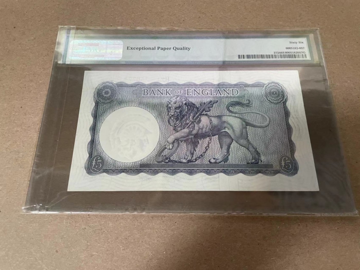 【Blue Auction】✨世界纸币精拍第371期【精】  英国 B序列 1961-63年5镑 PMG66EPQ 