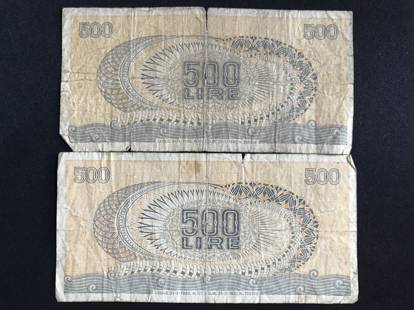 第409期 纸币专场 （无押金，捡漏，全场20包邮，偏远地区除外，接收代拍业务） 意大利500里拉两张