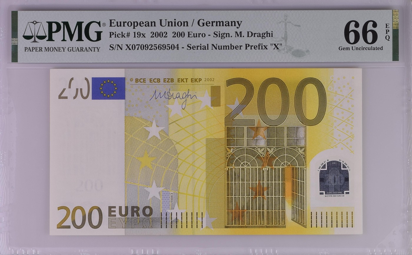 收藏联盟Quantum Auction 第289期拍卖  欧盟国家德国2002年200欧元 PMG66 首发年份第三签
