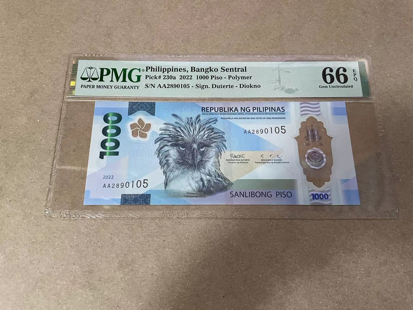 【Blue Auction】✨世界纸币精拍第371期【精】 【AA无47获奖钞】菲律宾 2022年1000比索 PMG66EPQ 