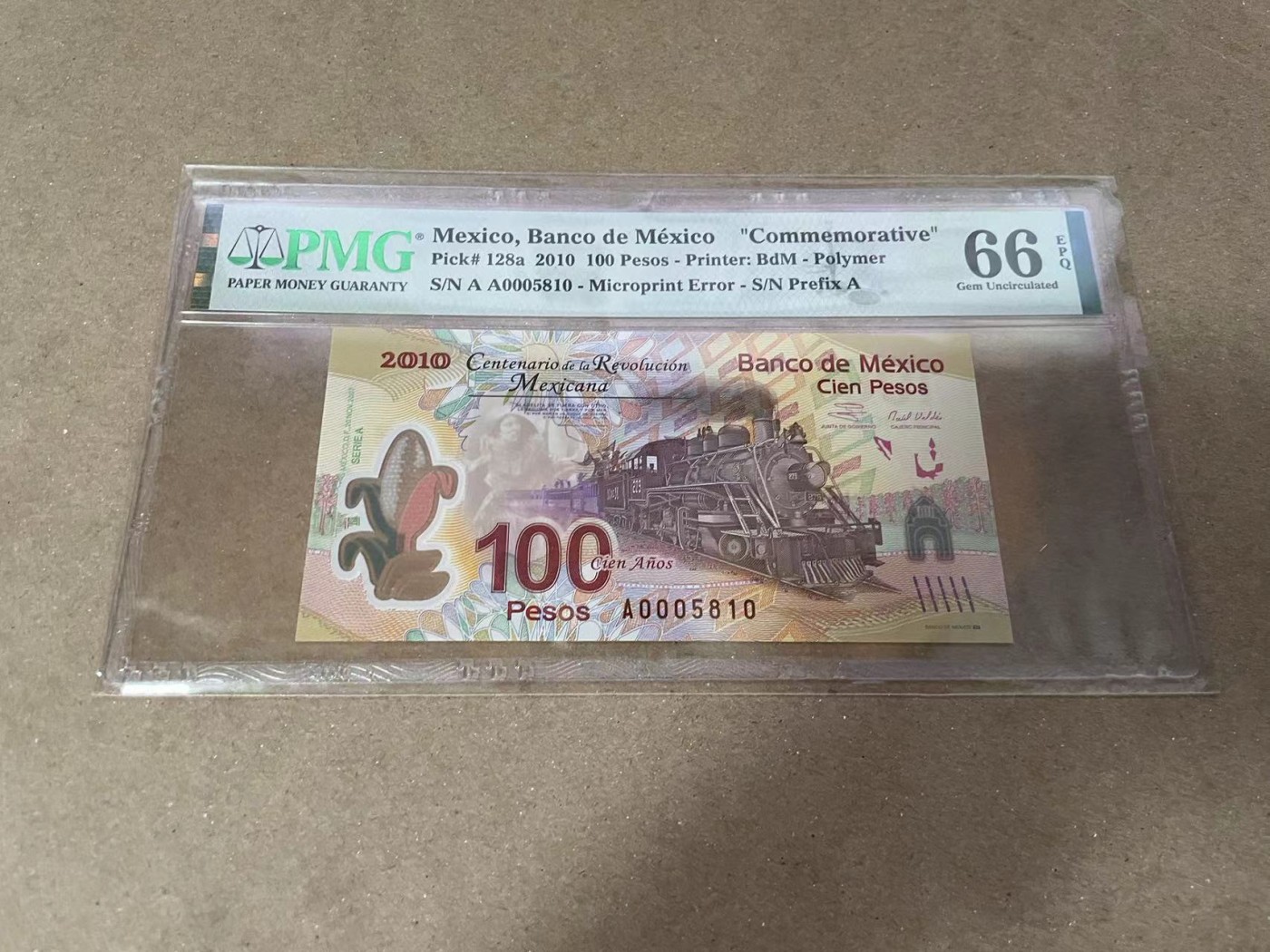 【Blue Auction】✨世界纸币精拍第371期【精】 【带原册 一组2张A冠5810小号全同】墨西哥 2010年100比索 PMG66EPQ&2008年200比索 PMG65EPQ 纪念钞
