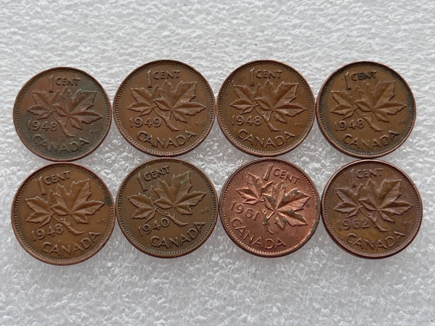 全场一元起拍 世界钱币散币场 第23期 加拿大1分 一组八枚 两个头像