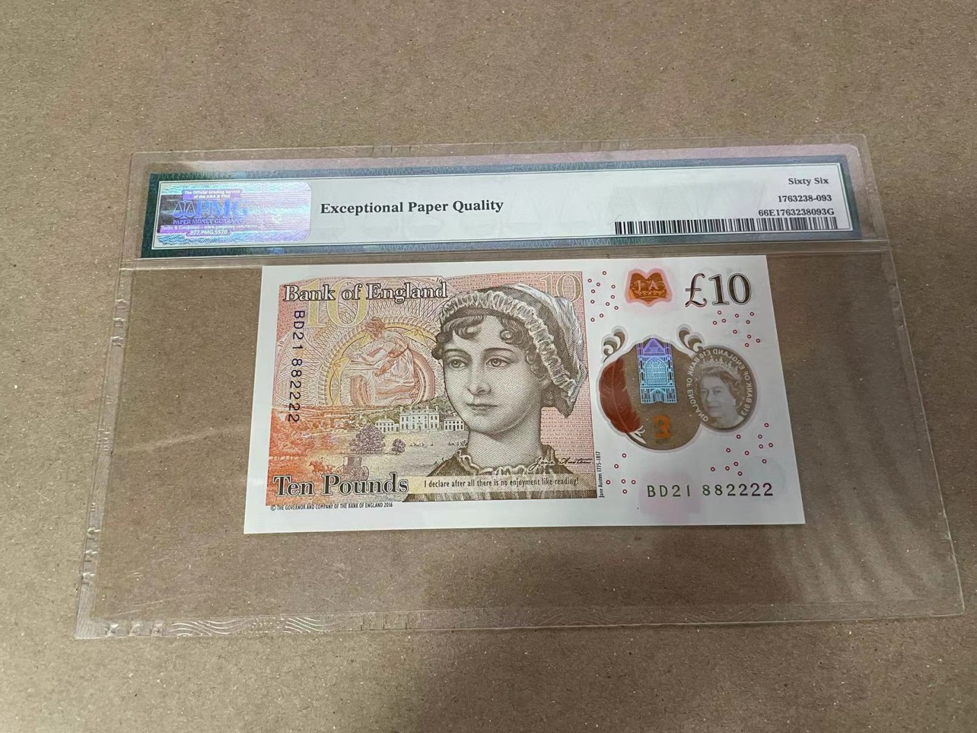 【Blue Auction】✨世界纸币精拍第371期【精】 【882222狮子号无47】英国 2016年10镑 PMG66EPQ 