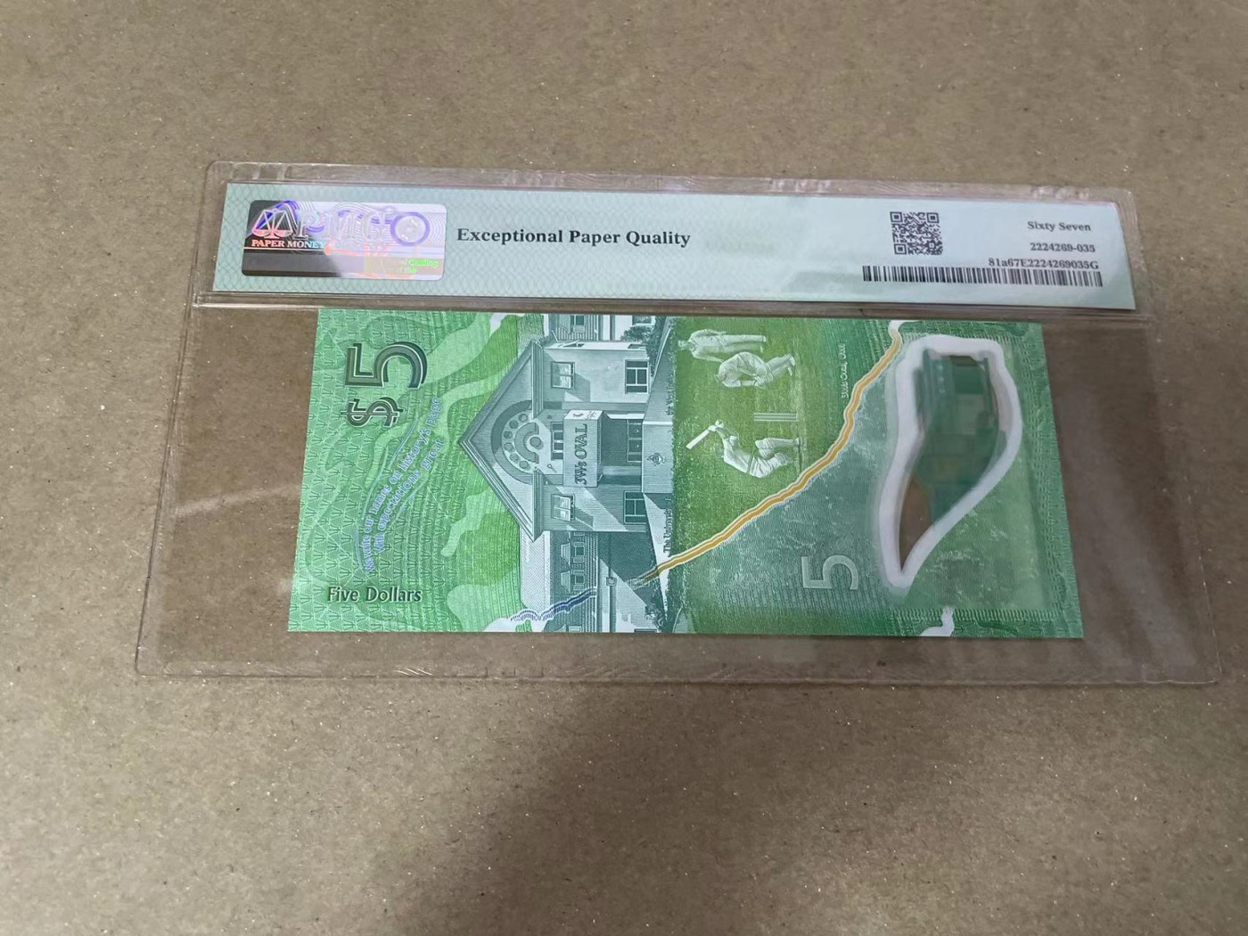 【Blue Auction】✨世界纸币精拍第371期【精】 【无47】巴巴多斯 2022年5元 PMG67EPQ 