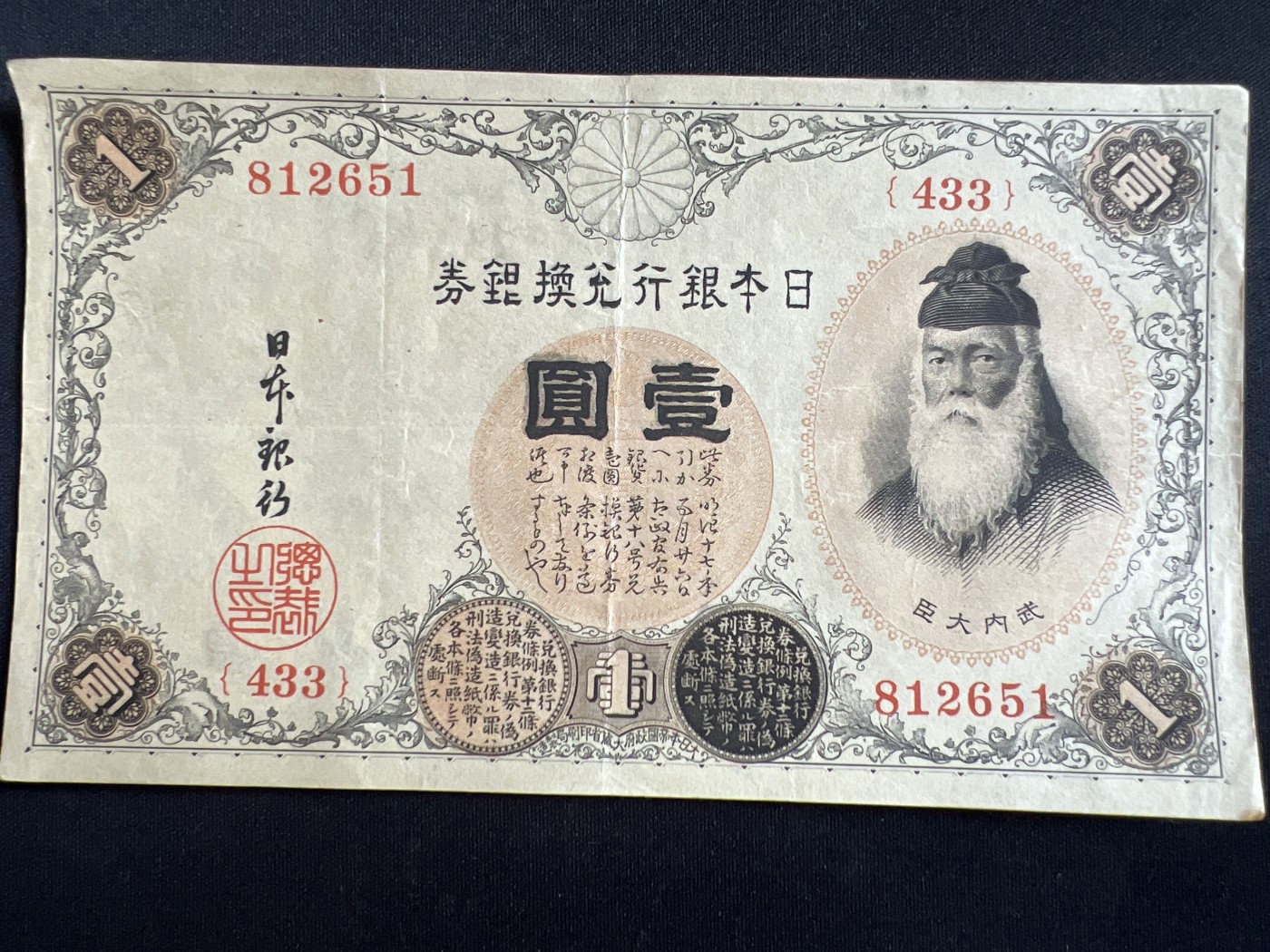 第408期 纸币专场 （无押金，捡漏，全场20包邮，偏远地区除外，接收代拍业务） 日本壹元银行兑换券