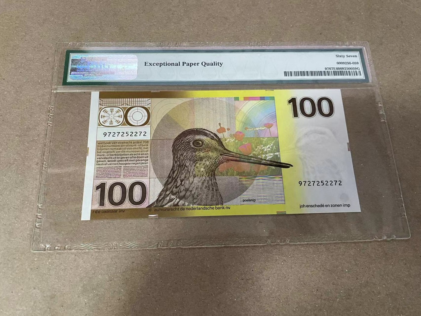 【Blue Auction】✨世界纸币精拍第371期【精】 荷兰 1977年100盾 PMG67EPQ 水鸟