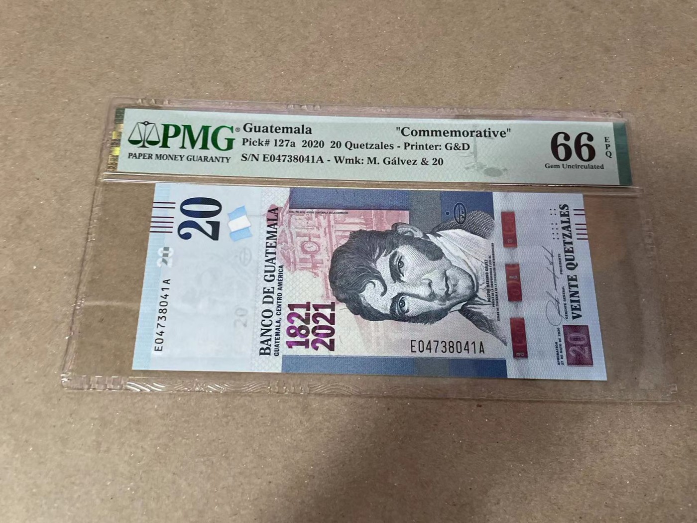 【Blue Auction】✨世界纸币精拍第371期【精】 危地马拉 2020年20Quetzales PMG66EPQ  纪念钞