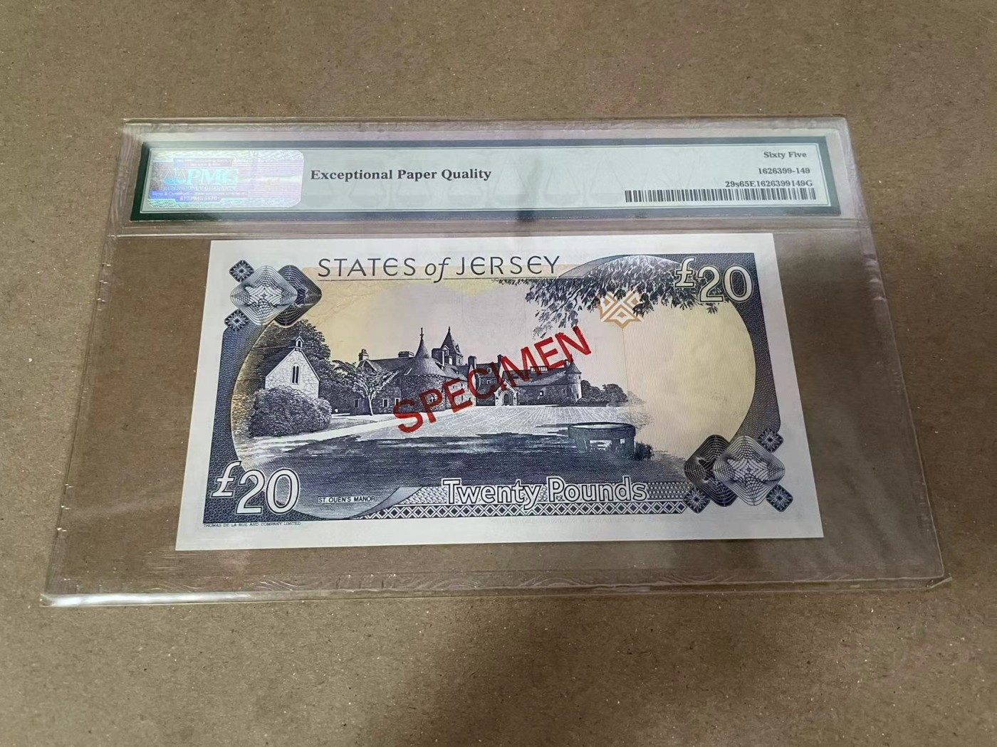 【Blue Auction】✨世界纸币精拍第371期【精】 【样钞】泽西 2000年20镑 女王 PMG65EPQ 