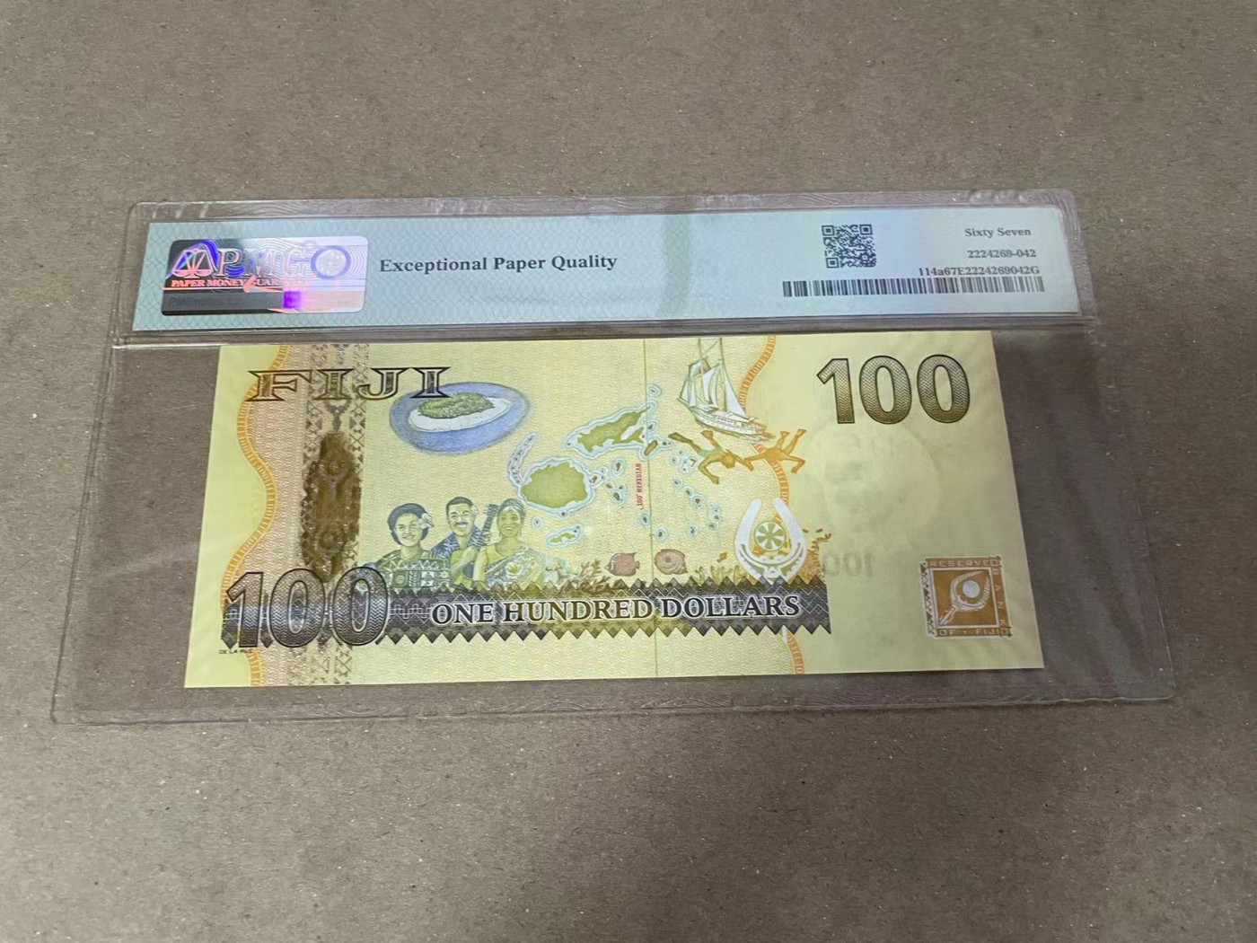 【Blue Auction】✨世界纸币精拍第371期【精】 【倒置号】斐济 2007年100元 女王 PMG67EPQ 