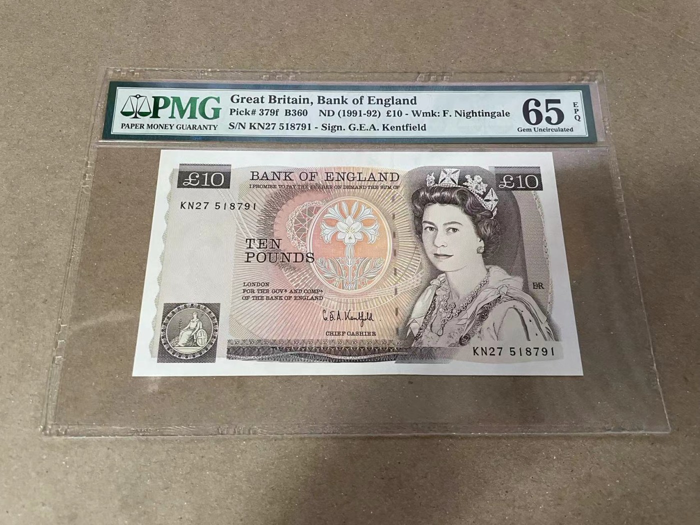 【Blue Auction】✨世界纸币精拍第371期【精】 英国 1991-92年10镑 PMG65EPQ 