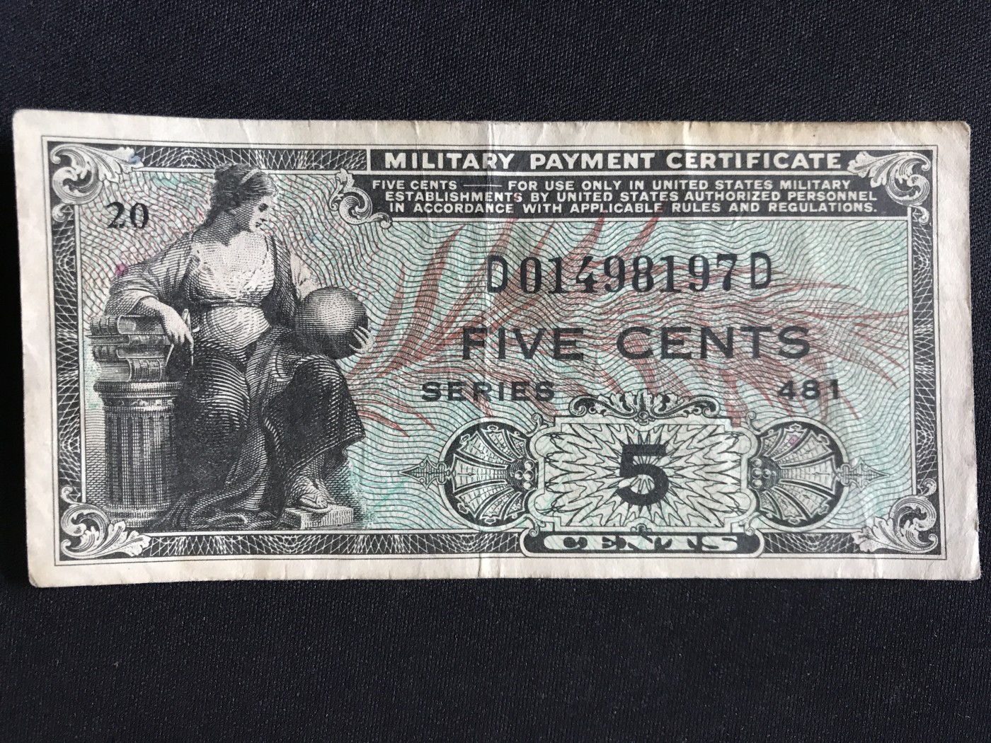 第409期 纸币专场 （无押金，捡漏，全场20包邮，偏远地区除外，接收代拍业务） 美军军票5美分