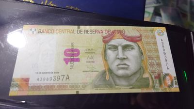 【世界钱币】精选微拍第69期暨2023年第十六期 多款纸币裸钞超低价起拍(第一场) 2009年秘鲁10比索 首发AA冠绝品尾4