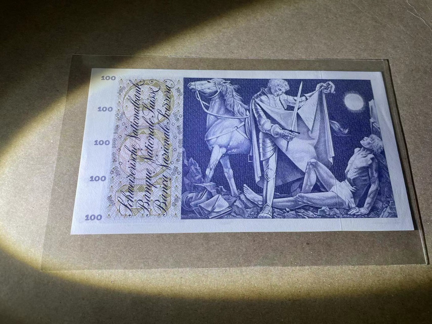 【Blue Auction】✨世界纸币精拍第371期【精】 【无47】瑞士 1976年100法郎 圣马丁割袍 UNC（轻微印子&一点荧光斑）大票幅