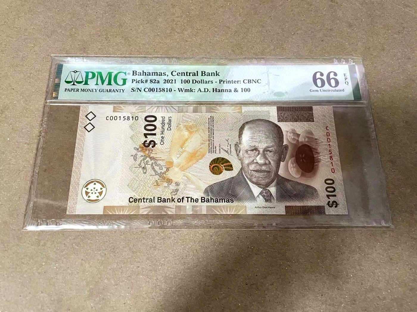 【Blue Auction】✨世界纸币精拍第371期【精】 【无47】巴哈马 2021年100元 PMG66EPQ 大马哈鱼