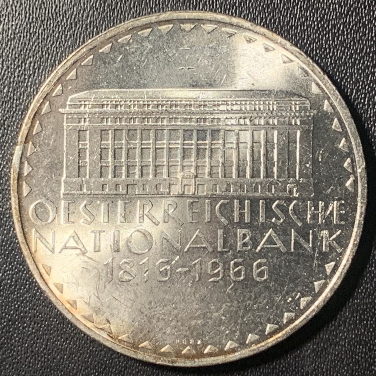 紫瑗钱币——第305期拍卖 奥地利 1966年 国家银行150周年 50先令 20克 0.9银 UNC