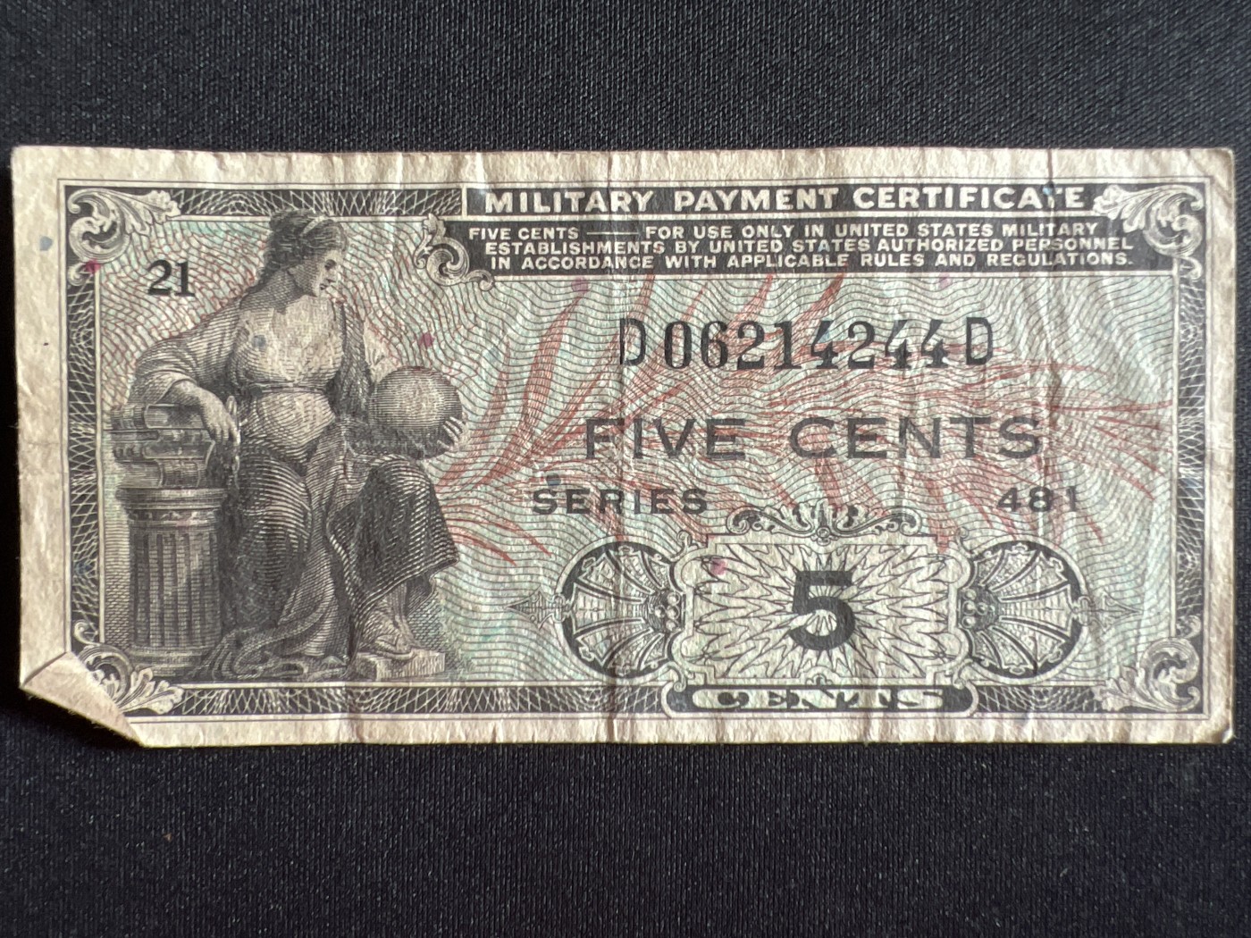 第410期 纸币专场 （无押金，捡漏，全场20包邮，偏远地区除外，接收代拍业务） 美国军票5美分