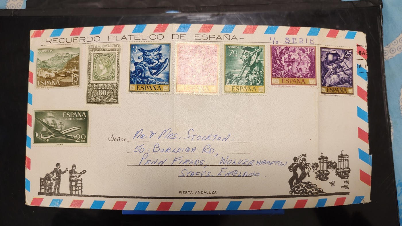 一月邮币社第二期拍卖国际邮票专场 西班牙贴票多票未盖销实寄封