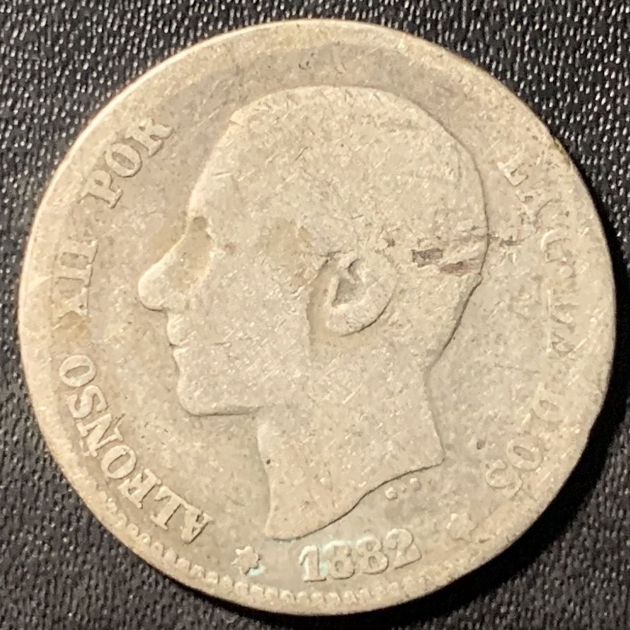 紫瑗钱币——第324期拍卖 西班牙 1882年 阿方索十二世 1比塞塔 5克 0.835银