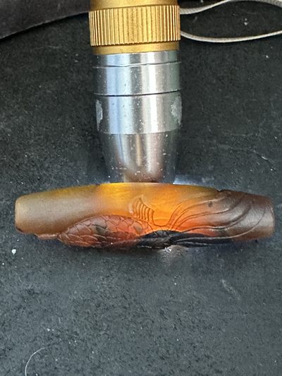 精美亚光高玉化巴西玛瑙手工俏色巧雕金鱼吊坠（把件）一个！ 精美亚光高玉化巴西玛瑙手工俏色巧雕金鱼吊坠（把件）一个！