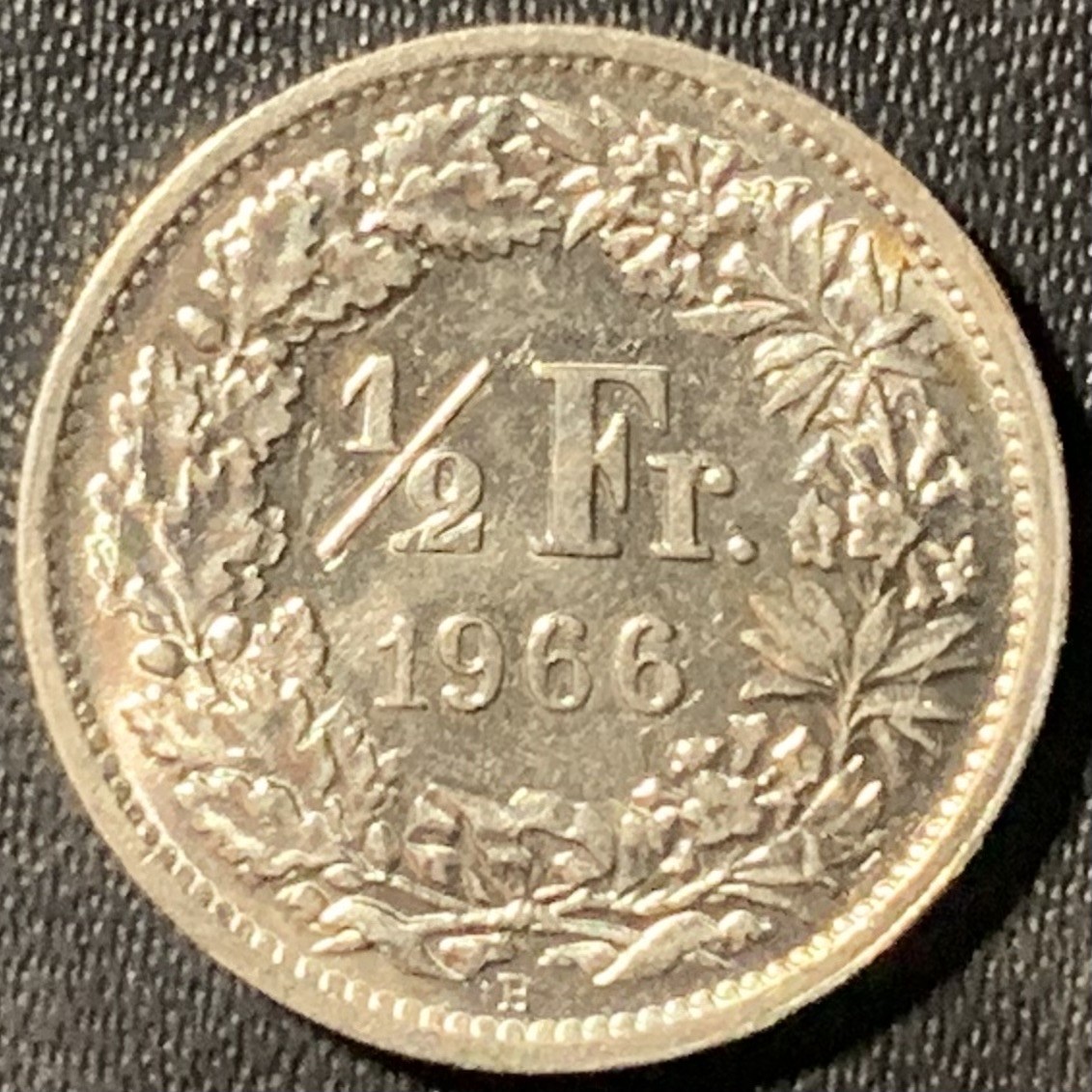 紫瑗钱币——第305期拍卖 瑞士 1966年 赫尔维蒂亚 1/2法郎 2.5克 0.835银 UNC