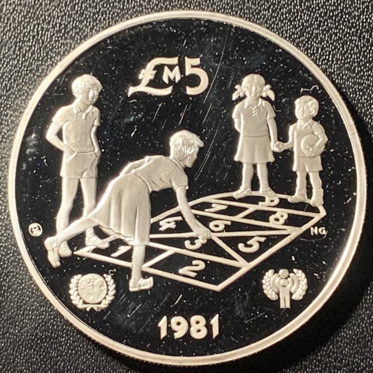 紫瑗钱币——第305期拍卖 马耳他 1981年 国际儿童年 5磅 28.25克 0.925银 精制