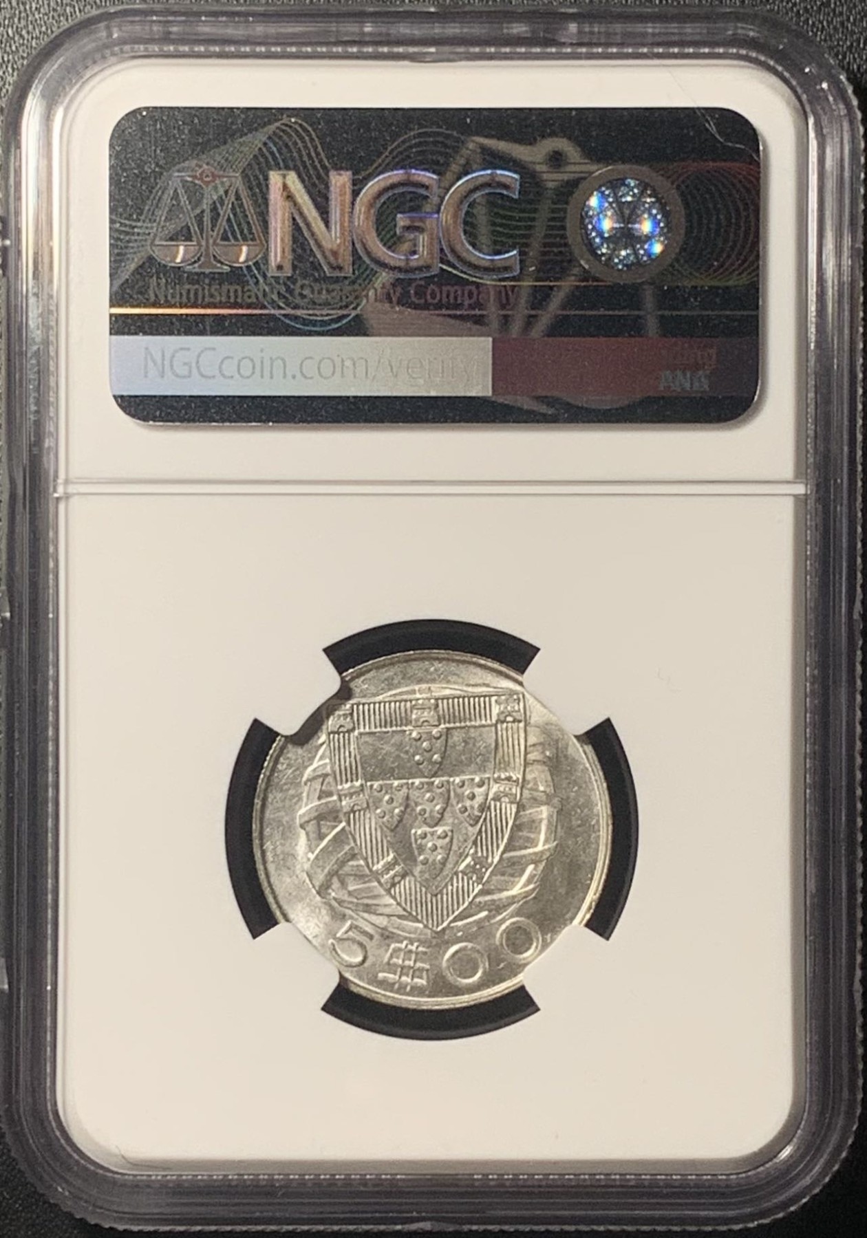 紫瑗钱币——第305期拍卖 葡萄牙 1947年 帆船 5埃斯库多 银币 NGC MS63
