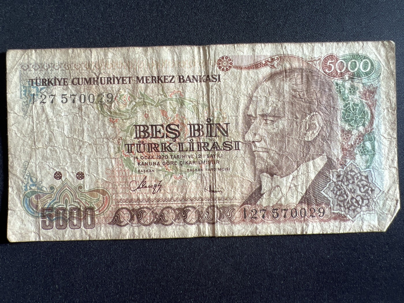 第410期 纸币专场 （无押金，捡漏，全场20包邮，偏远地区除外，接收代拍业务） 土耳其5000里拉
