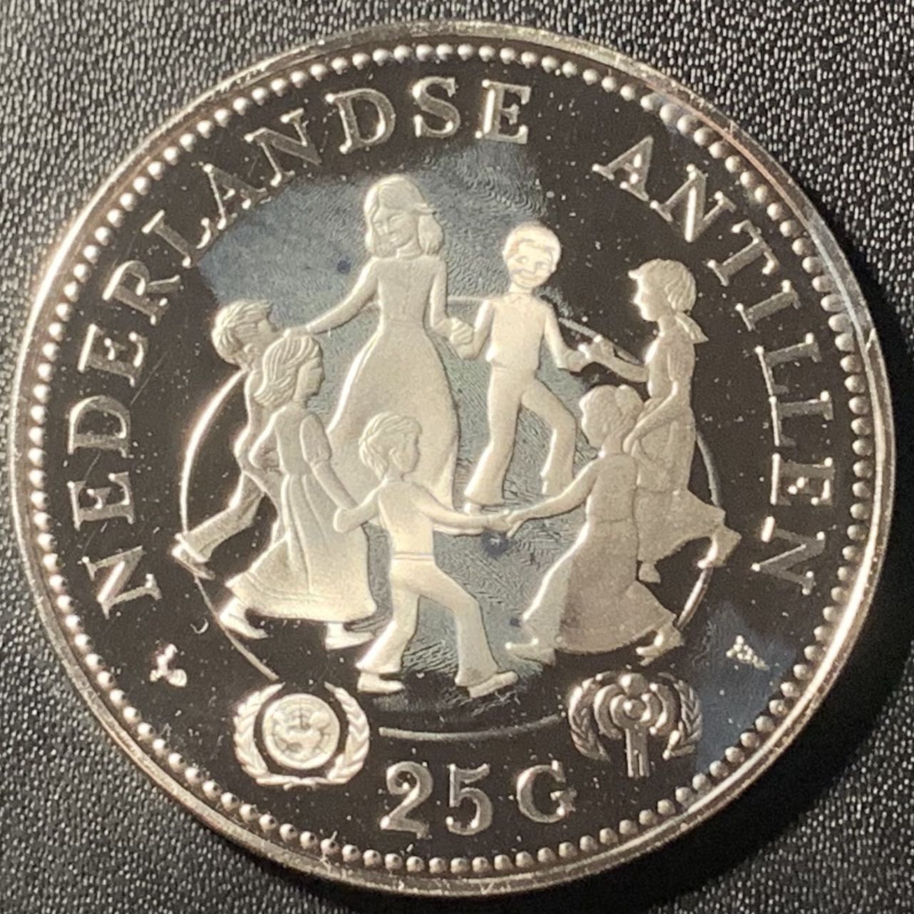 紫瑗钱币——第305期拍卖 荷属安的列斯 1979年 国际儿童年 25盾 27.21克 0.925银 精制