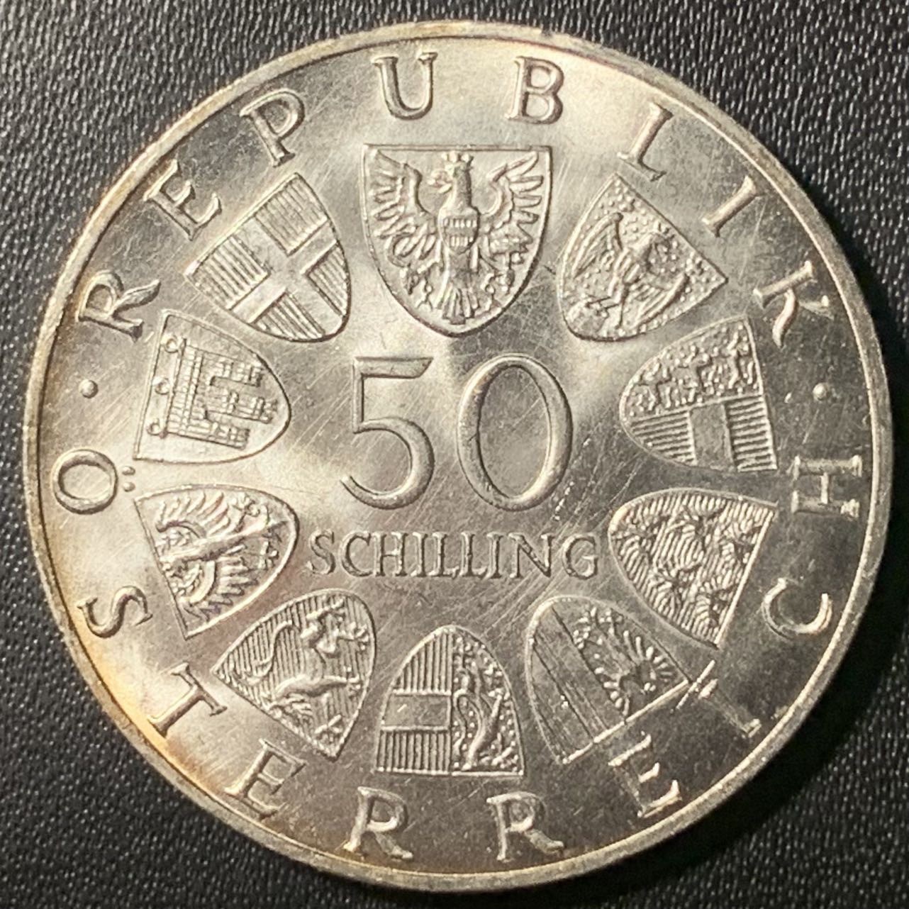 紫瑗钱币——第305期拍卖 奥地利 1968年 第二共和国建国50周年 50先令 20克 0.9银 UNC