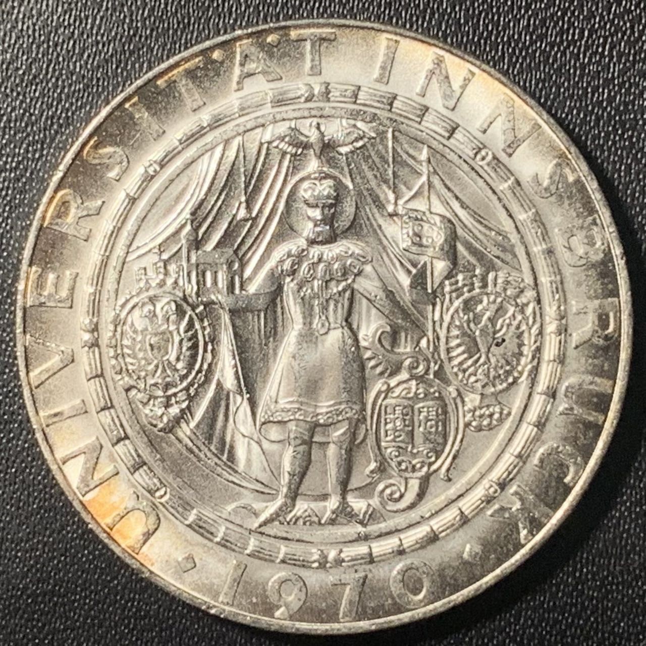 紫瑗钱币——第305期拍卖 奥地利 1970年 因斯布鲁克大学300周年 50先令 20克 0.9银 UNC