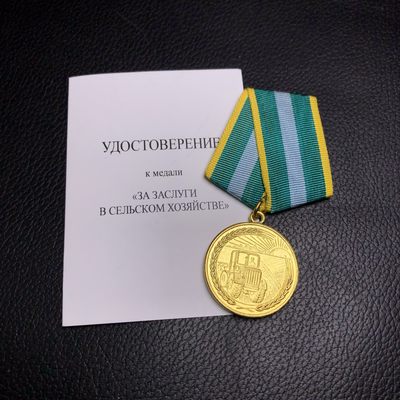 勋爵秋韵徽章专场第七期 - 俄罗斯联邦垦荒奖章 带库存证书 铜镀金