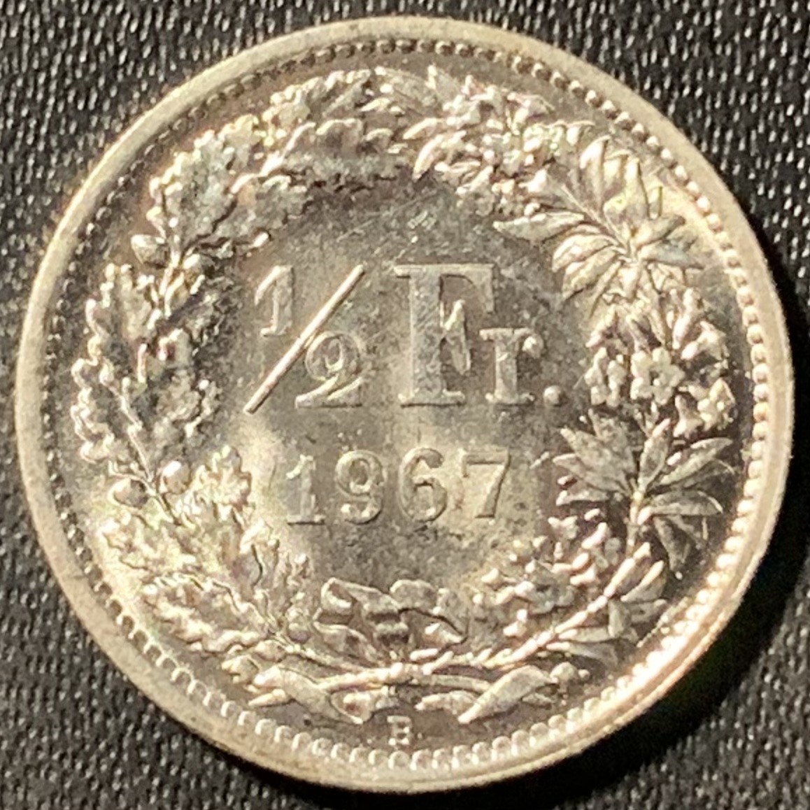 紫瑗钱币——第305期拍卖 瑞士 1967年 赫尔维蒂亚 1/2法郎 2.5克 0.835银 UNC