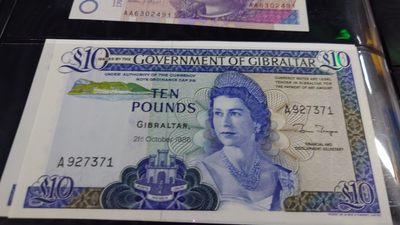 【世界钱币】精选微拍第69期暨2023年第十六期 多款纸币裸钞超低价起拍(第一场) 1986年直布罗陀10镑 全新绝品无4尾号371