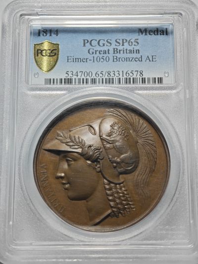 【德藏】世界币章拍卖第41期（全场顺丰包邮） - 1814年 英国拿破仑战争纪念铜章 PCGS SP65