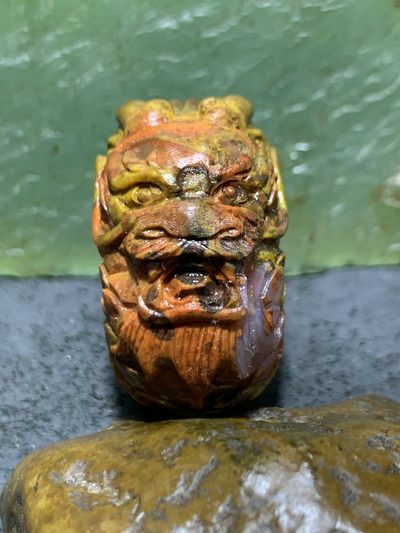 精美亚光高玉化战国红玛瑙手工雕刻大龙扣一个！ - 精美亚光高玉化战国红玛瑙手工雕刻大龙扣一个！