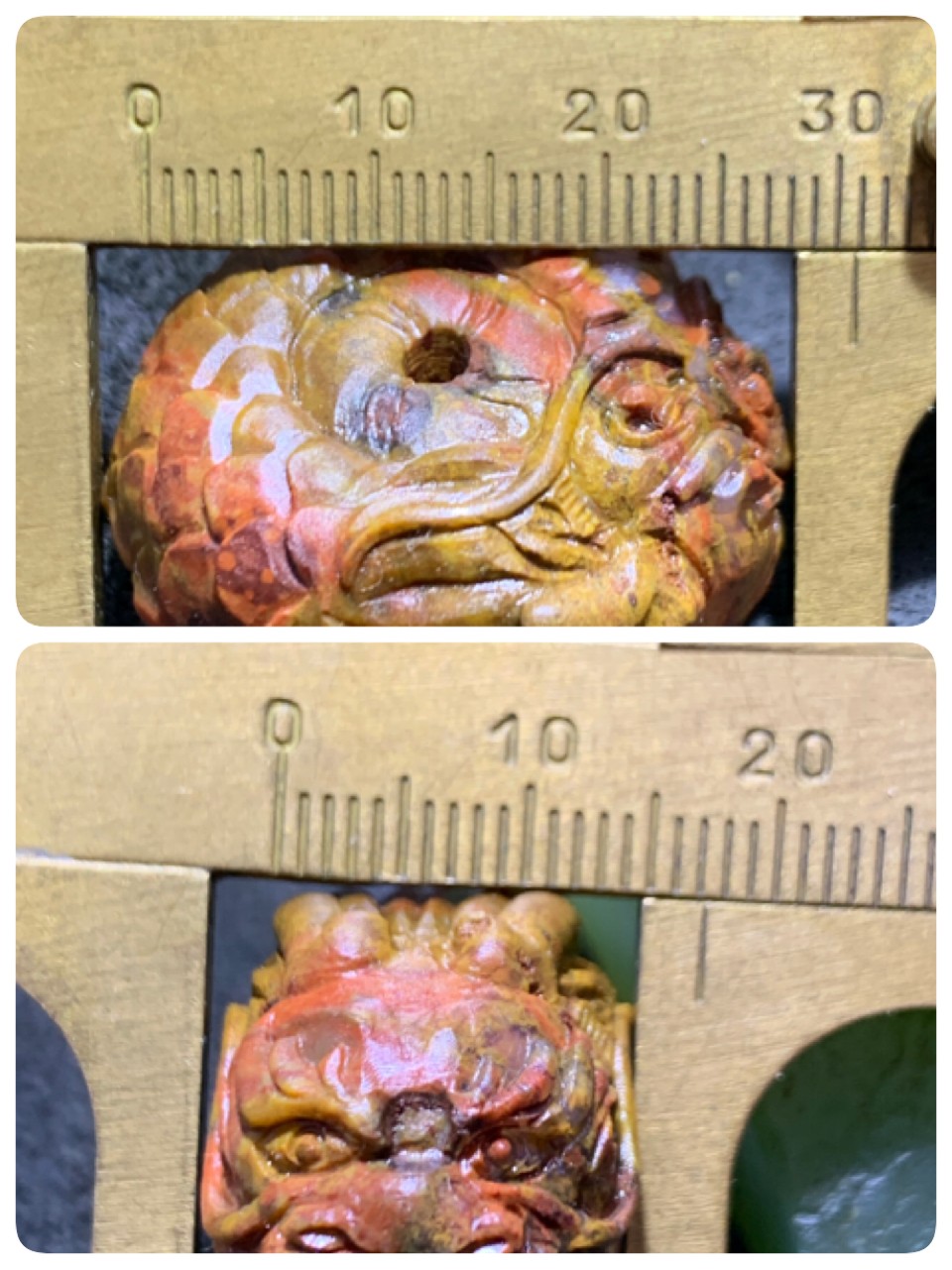 精美亚光高玉化战国红玛瑙手工雕刻大龙扣一个！