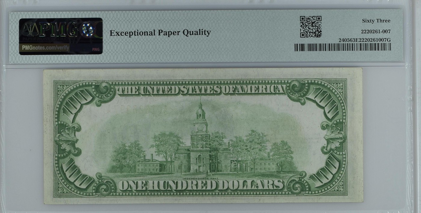 收藏联盟Quantum Auction 第289期拍卖  美国1928年金币券100元 PMG63E