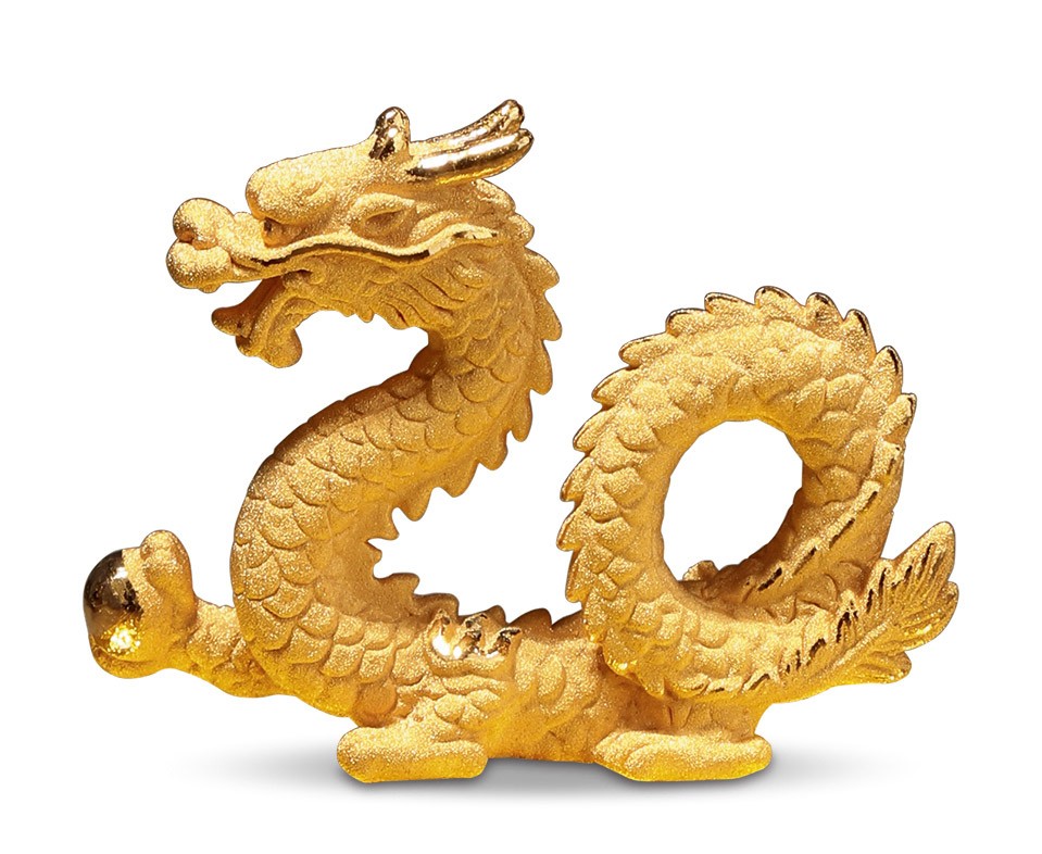 泓盛2023年秋季拍卖会 金银流霞——中国钱币专场 金银锭·机制币 香港24K包金立体龙摆件，带原盒，保存完好。