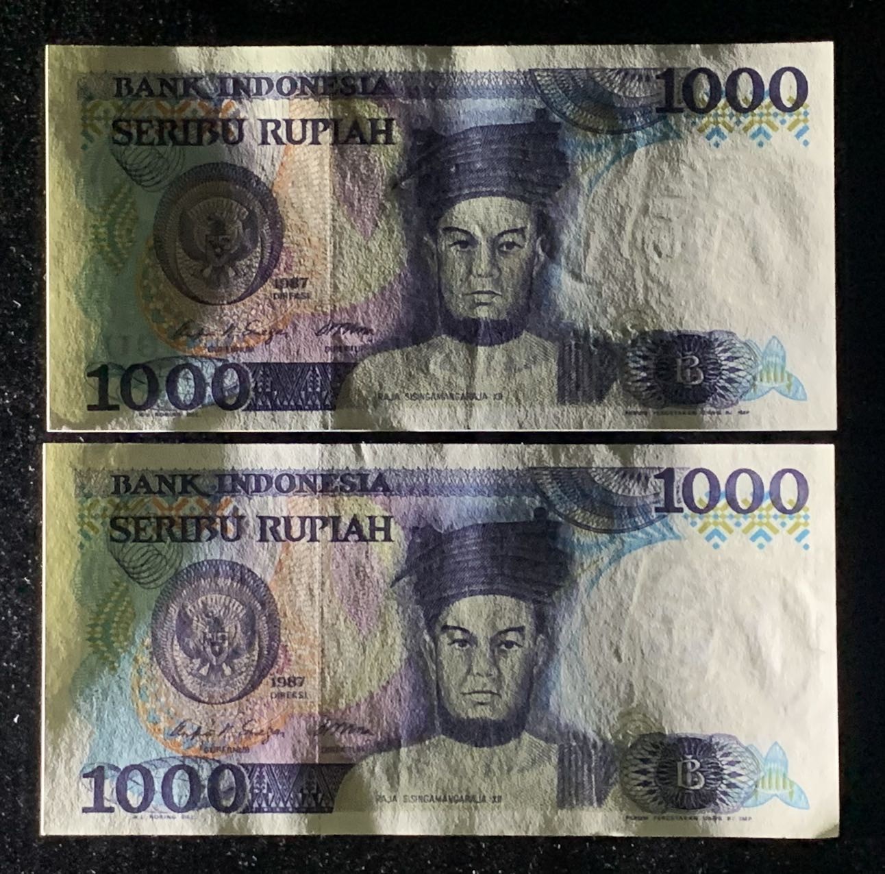 紫瑗钱币——第306期拍卖 印度尼西亚 1987年 土著男人 1000卢比 2张一组 UNC