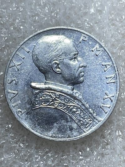 洪武诸明·稀奇钱币基地47场 - 1953年梵蒂冈🇻🇦罗马教廷5里拉正面教皇背面公平女神