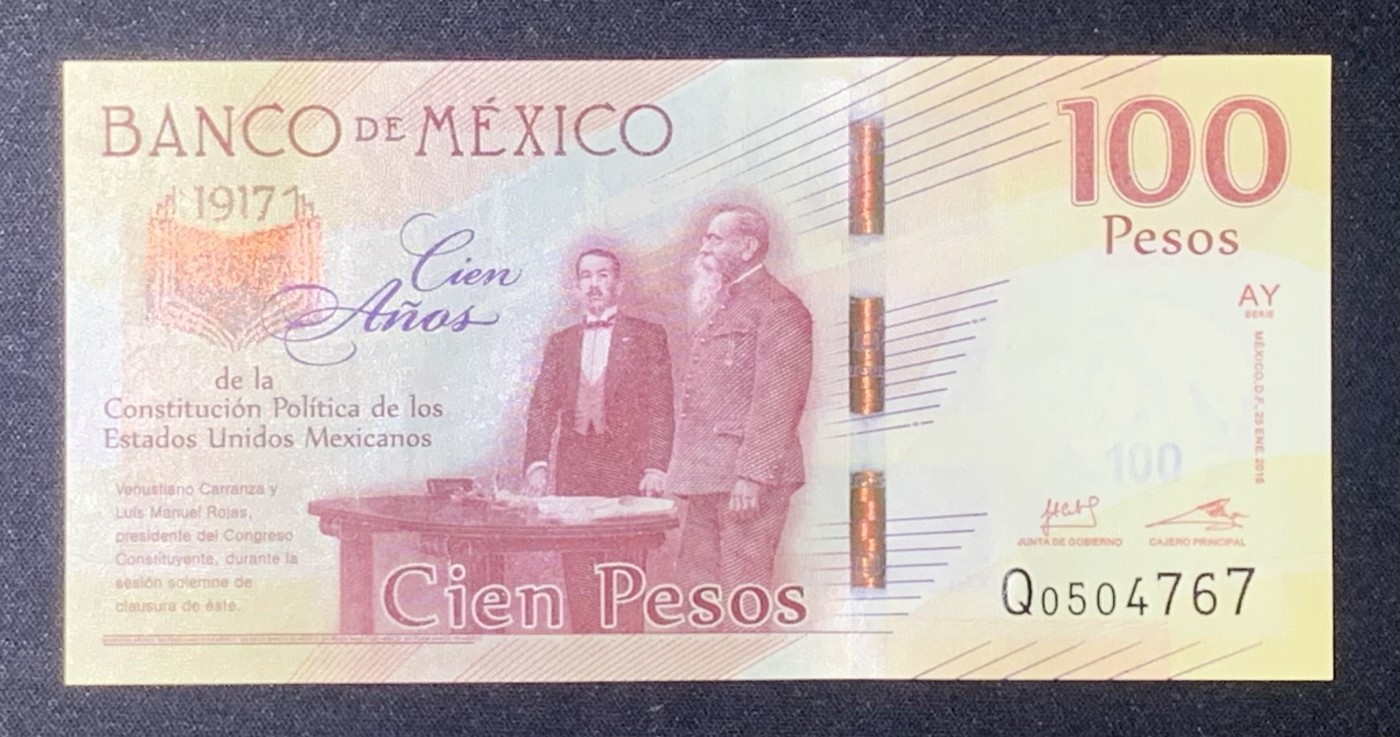 紫瑗钱币——第306期拍卖 墨西哥 2017年 宪法颁布100周年 100比索 UNC