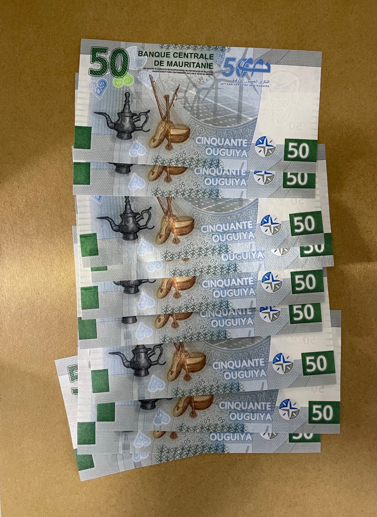 【Blue Auction】✨世界纸币精拍第370期——莫总专场XXIX  【一组10张无47倒置号刀拆】毛里塔尼亚2023年50乌吉亚纪念钞CA冠靓号 全新UNC  