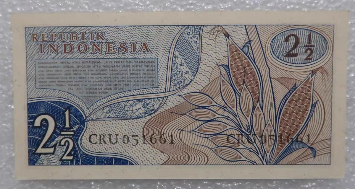 清高气爽 印度尼西亚 2.5卢比纸币 2 1/2卢比 小票幅 1961年 外国钱币