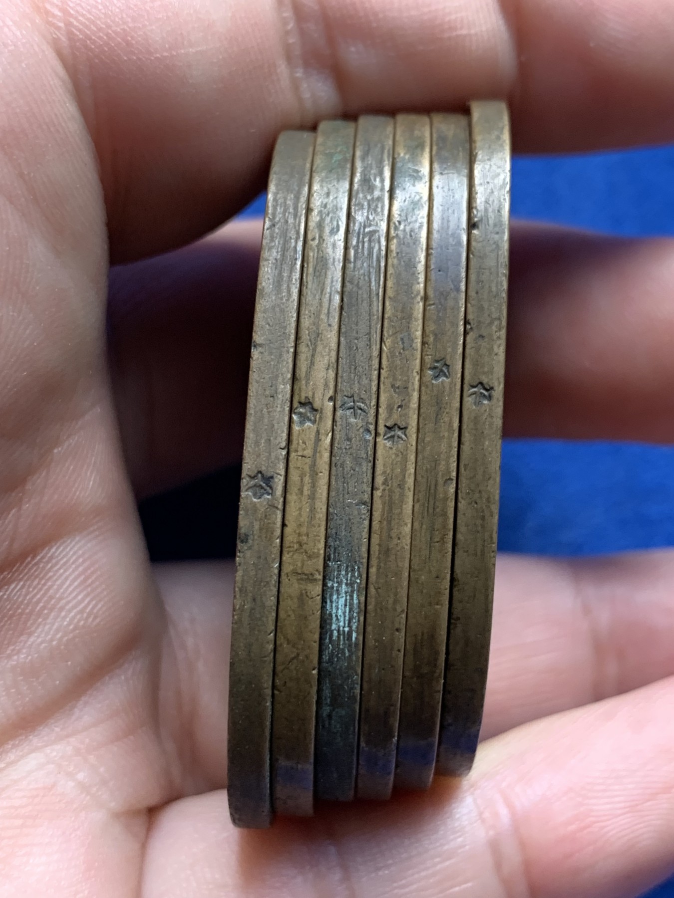 《竞宝斋》第198场-周日，周一 2场 (全场包邮) 6枚一组 日本天保通宝当百，传世黄亮好品，字口清楚一组