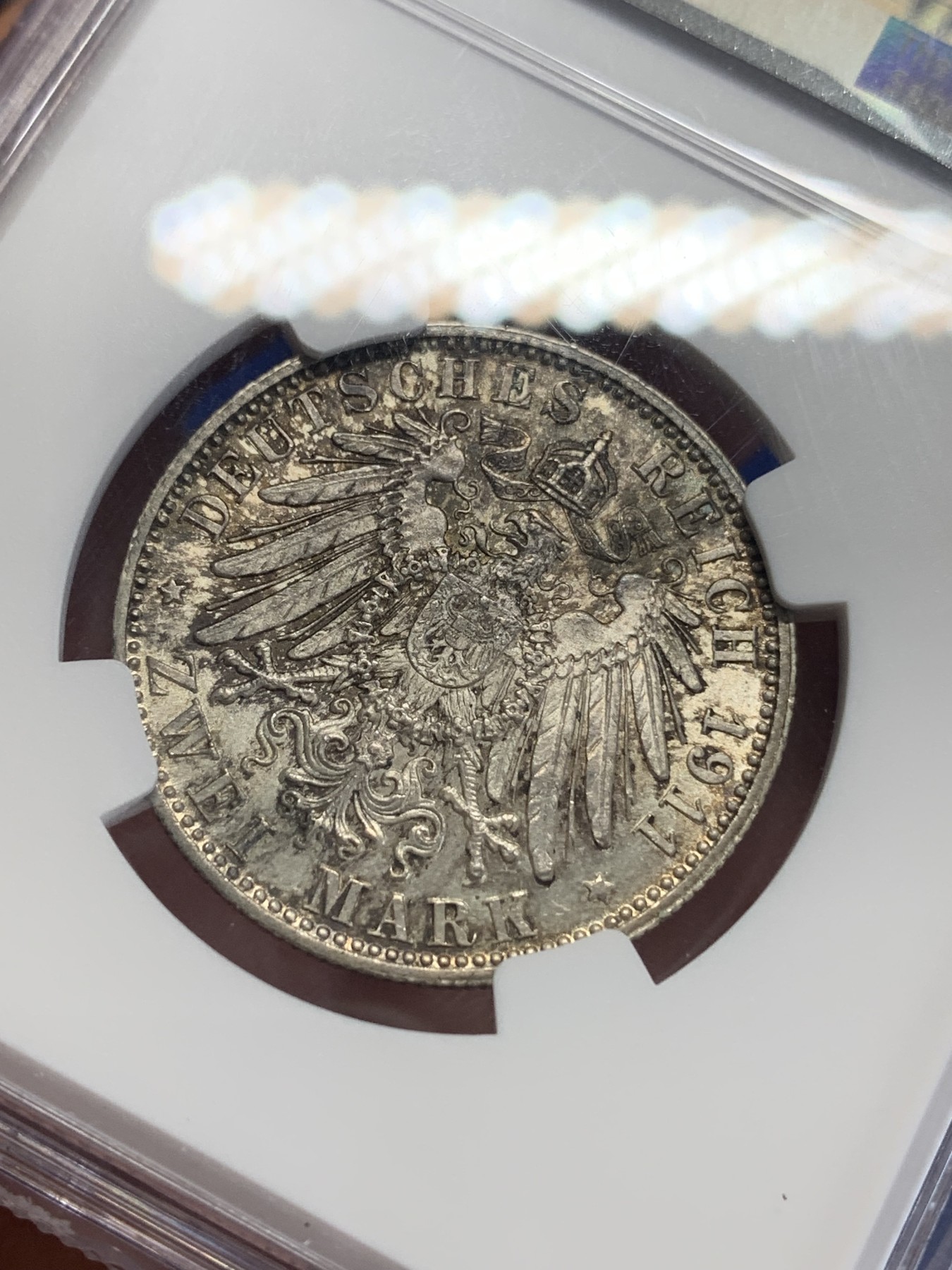 《竞宝斋》第198场-周日，周一 2场 (全场包邮) NGC MS62  1911年德国巴伐利亚摄政王利奥波德2马克银币