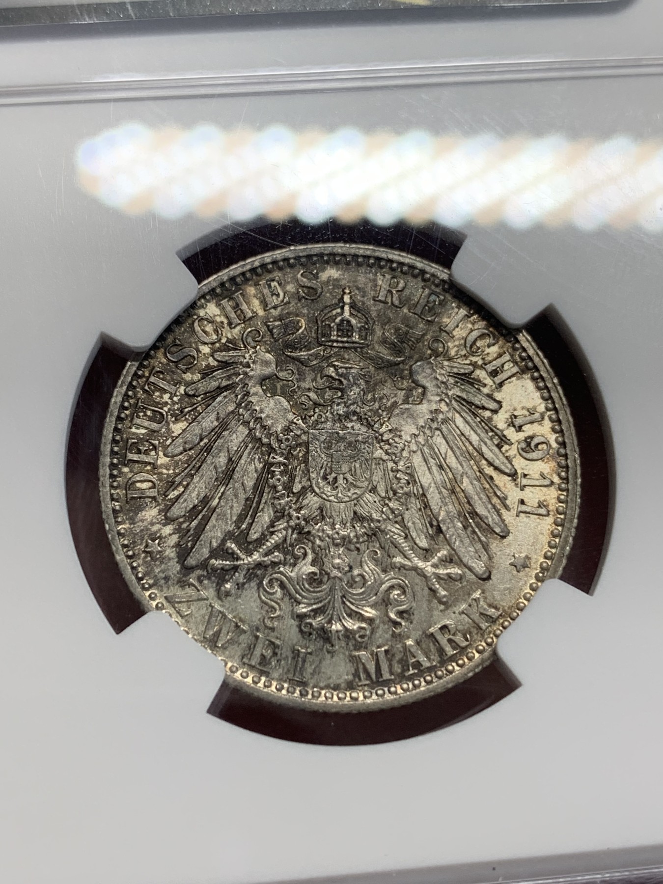 《竞宝斋》第198场-周日，周一 2场 (全场包邮) NGC MS62  1911年德国巴伐利亚摄政王利奥波德2马克银币