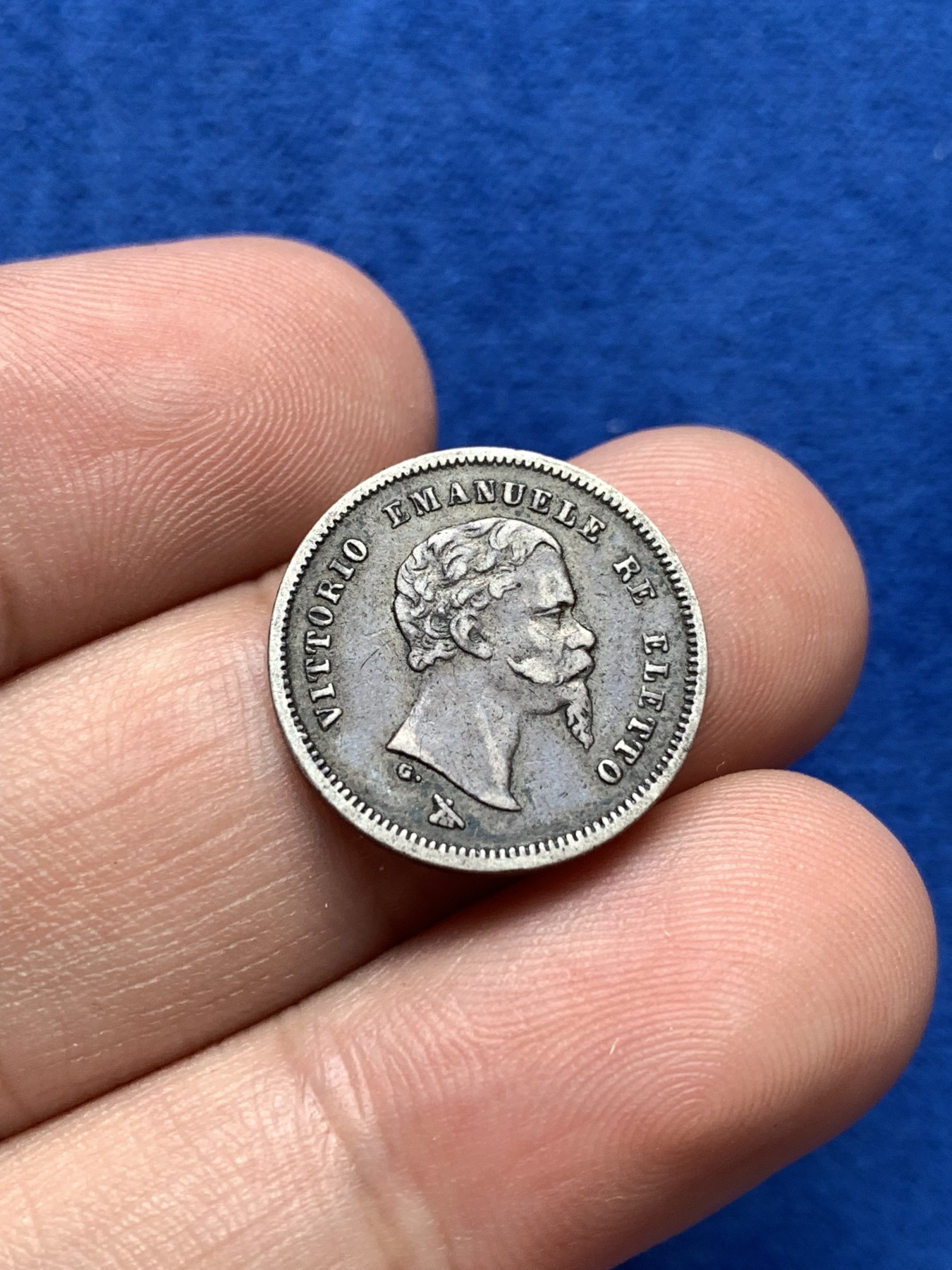 《竞宝斋》第198场-周日，周一 2场 (全场包邮) 意大利托斯卡纳伊埃曼纽尔1860年1/2里拉银币