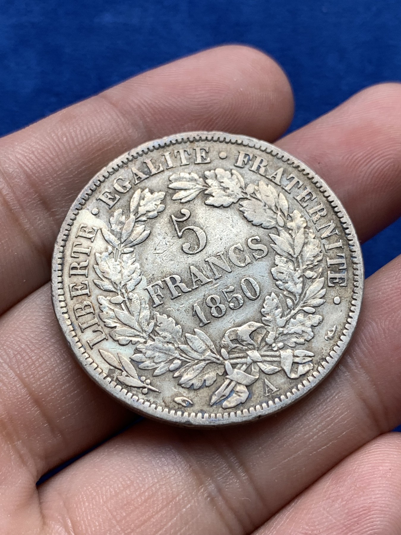 《竞宝斋》第198场-周日，周一 2场 (全场包邮) 法国 1850年谷物女神5法郎银币