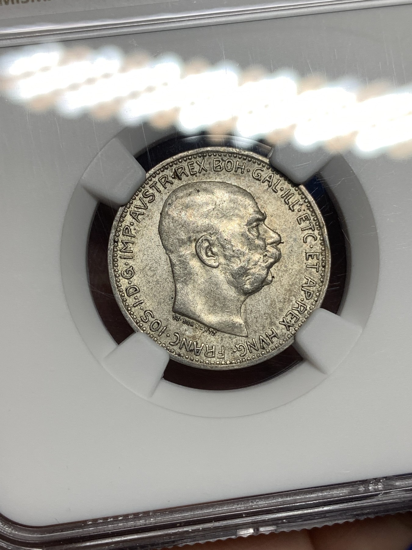 《竞宝斋》第198场-周日，周一 2场 (全场包邮) NGC-AU58 奥地利1914年1克朗银币，1914年好品比15，16年少多了。