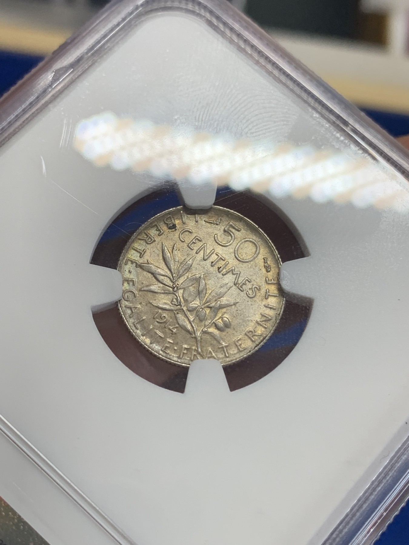 《竞宝斋》第198场-周日，周一 2场 (全场包邮) NGC MS63 法国1914年播种女神50分银币